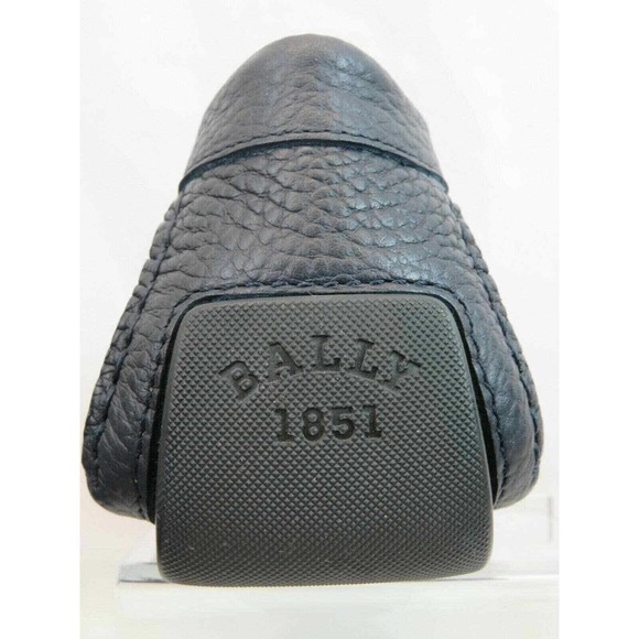 NIB BALLY DRULIO NAVY GRAINED LEATHER METAL LOGO DRIVING LOAFERS US 12 D ITALY main image 4